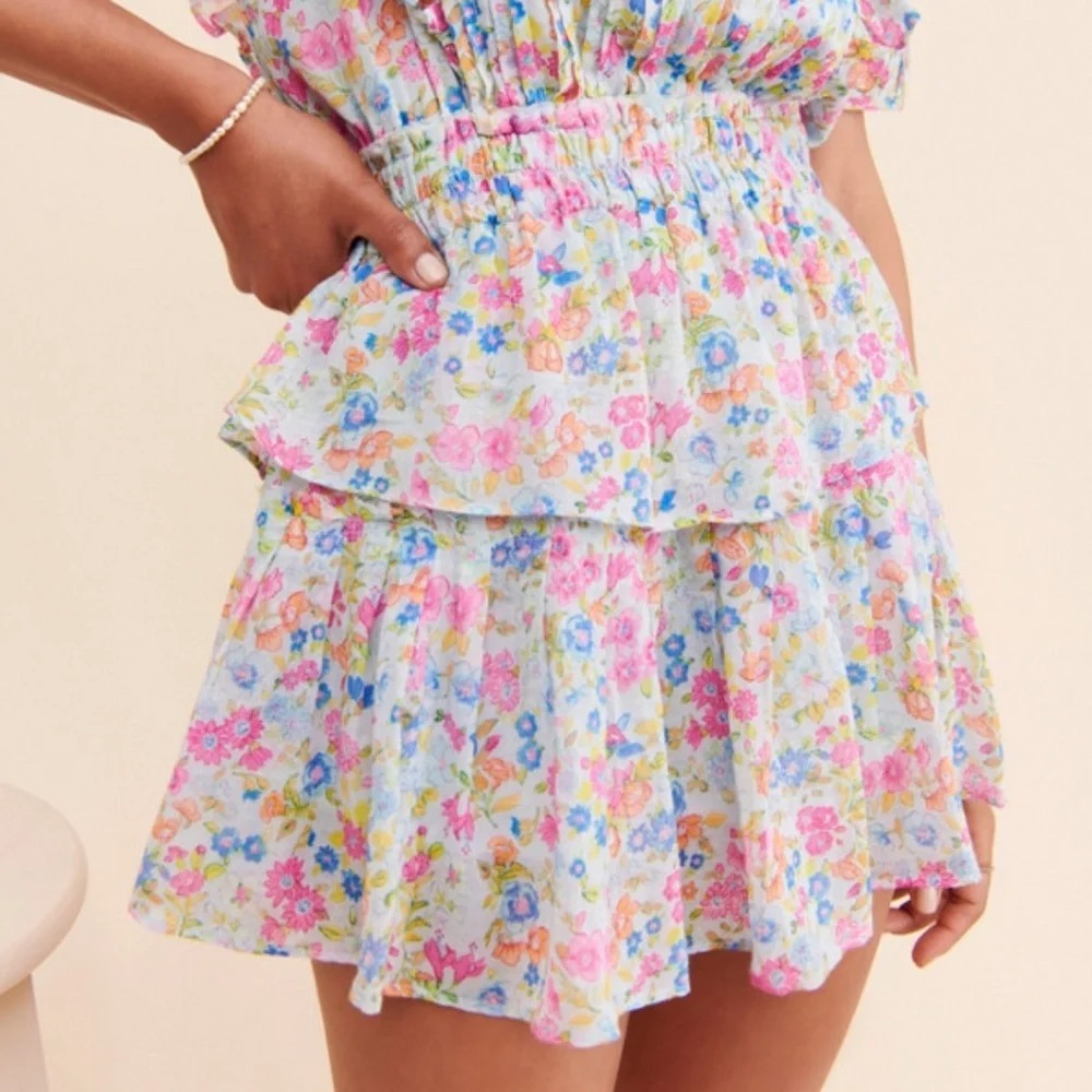 love shack fancy natasha ditzy floral mini skirt size small